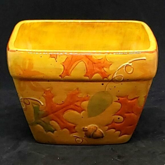 GANZ Other - Bella Casa Fall Leaves Acorns Yellow Ceramic Glazed Bowl by GANZ